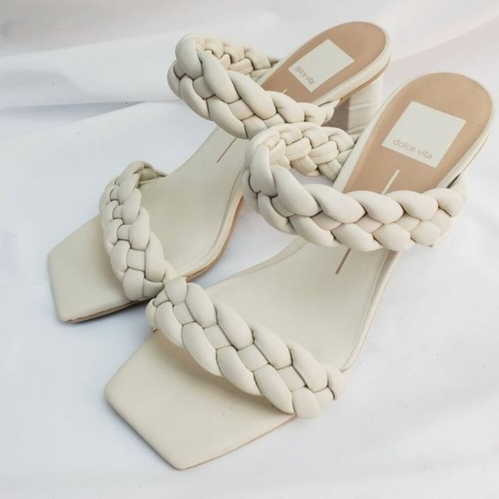 Dolce Vita Braided Strappy Slip On Block Heel with Embossed Snake Skin size 7 - Picture 5 of 5